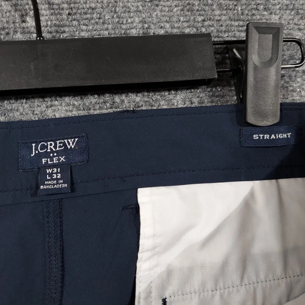 J.Crew Tech Pant Men 31x32 Navy Blue Straight Fit Flex Stretch Chino 11948